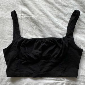 Black Cotton Bustier Crop Tank Top